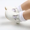 Newborn Baby Shoes Classic Stripe Leather Boy Girl Shoes Multicolor Toddler Rubber Sole Anti-slip First Walkers Infant Moccasins 5