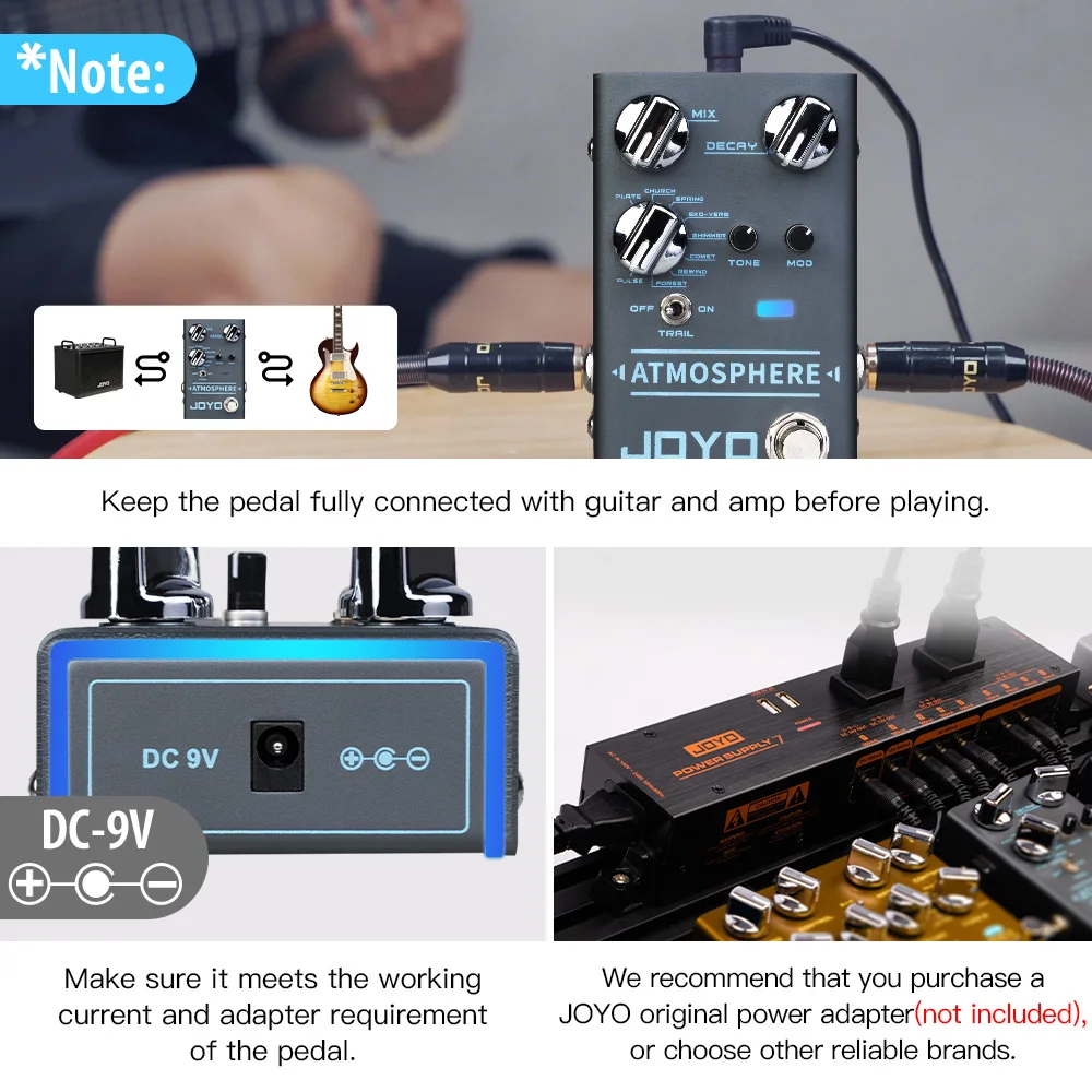 R-14 Reverb Guitar Pedal 9 Digital Reverb Types with Modulation and Trail Functi