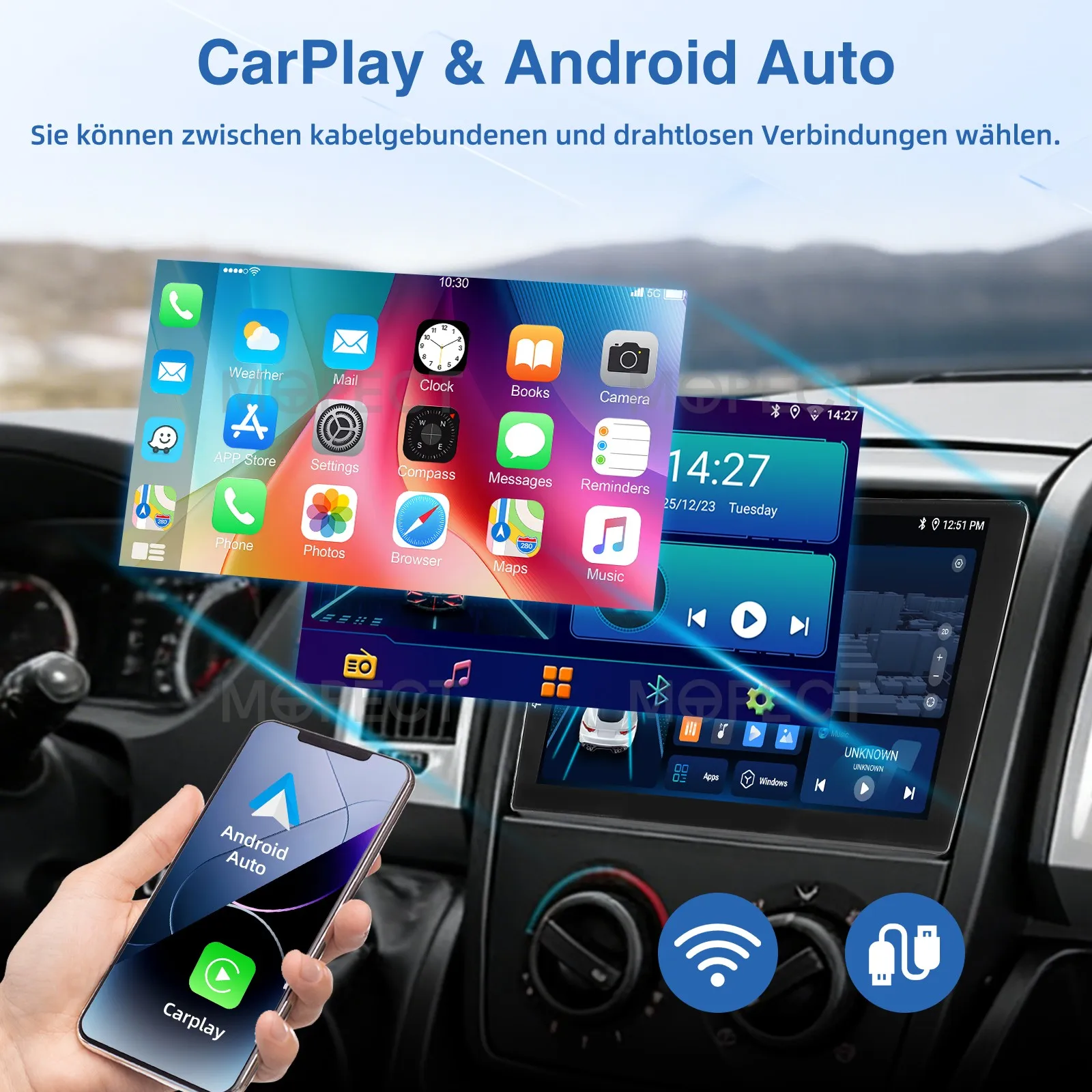 Radio para Auto MOPECT Android 15 para Fiat Ducato, Peugeot Boxer, Citroen Jumper 2006-2022, Carplay Inalámbrico, Multimedia, Android Auto, AM 3