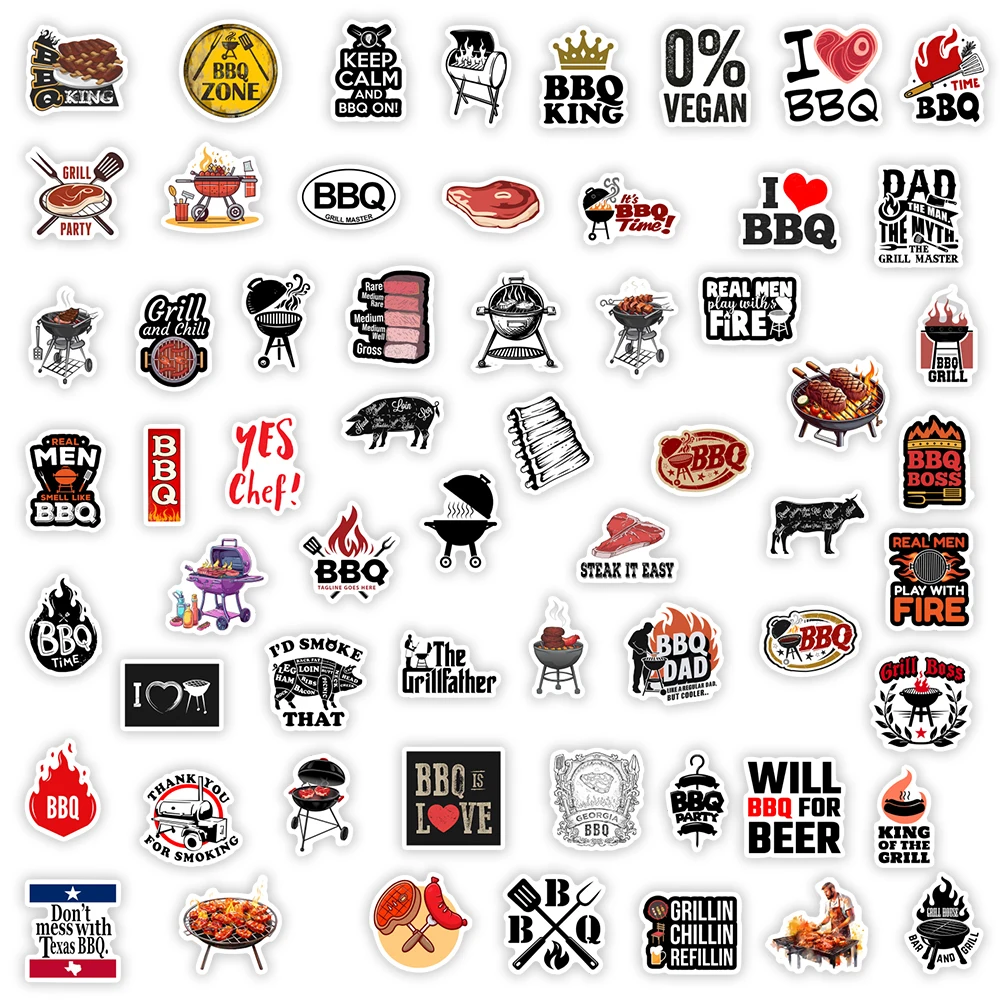 Barbecue BBQ Smokey Kebab Stickers Food DIY Gift Toys Decal for Scrapbook Phone Decorative Luggage Bottles Luggage Waterproof decorative stickers,diy scrapbooking accessories