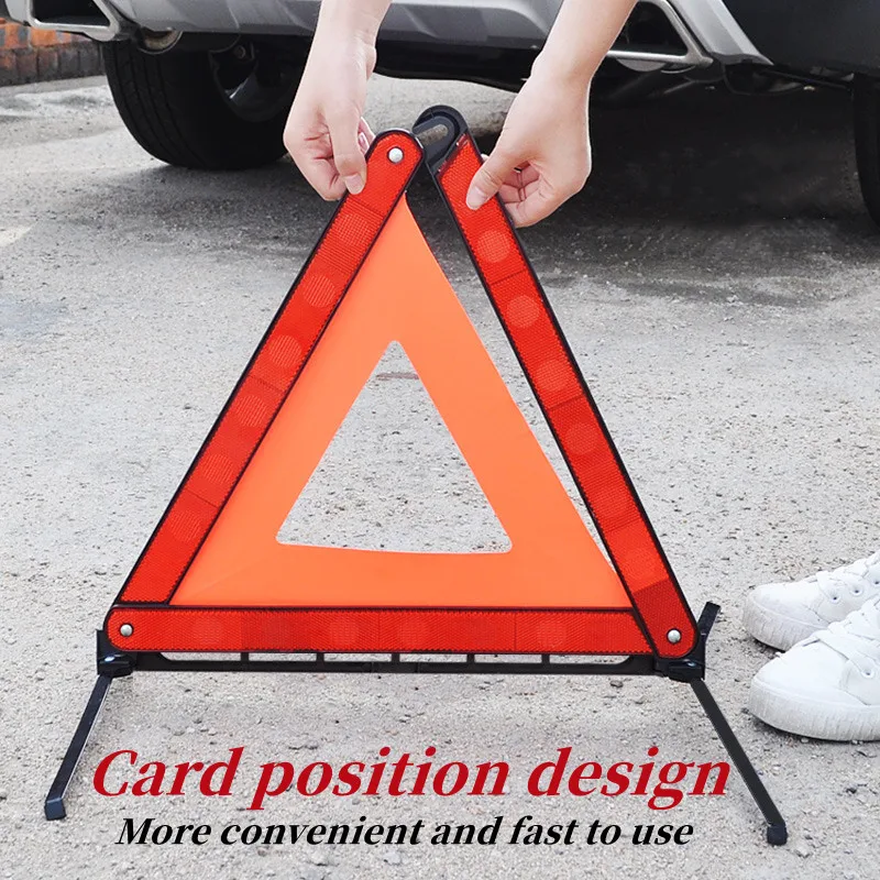 

Car Triangle Reflector Tripod Emergency Breakdown Warning Reflective Sticker Safety Hazard Foldable Stop Sign Auto Accessories