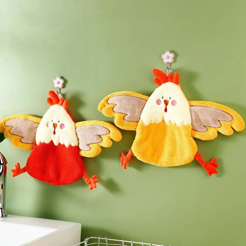 Hand Towels Cute Animal Hand Towel for Children Thicken Coral Fleece Absorbent Kitchen Microfiber Dishcloths