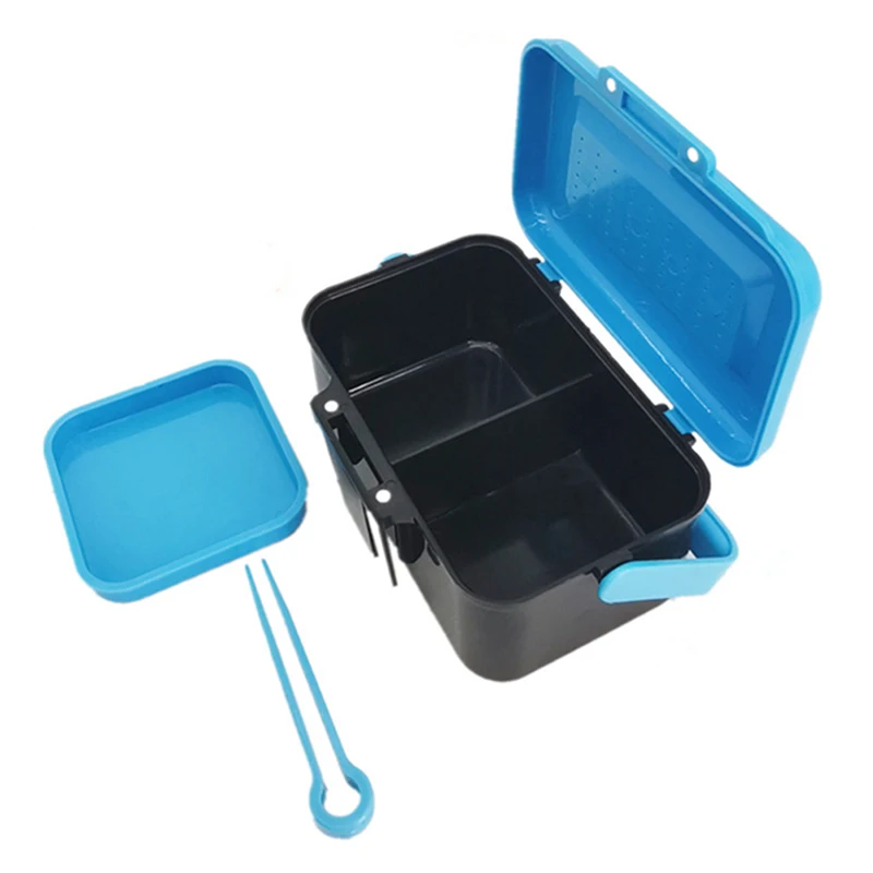 

Multifunctional 2 Compartments Live Bait Box Red Worm Earthworm Lure Plastic Boxs Fly Bass Tilapia Carp Fishing Tackle