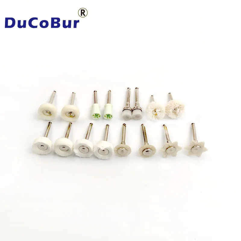 

16pcs/Set Dental Robson Brush Kit Plain White Cotton Curve Handpiece Brush With Handle Sheep Skin/Wool Felt Dentistry Tools