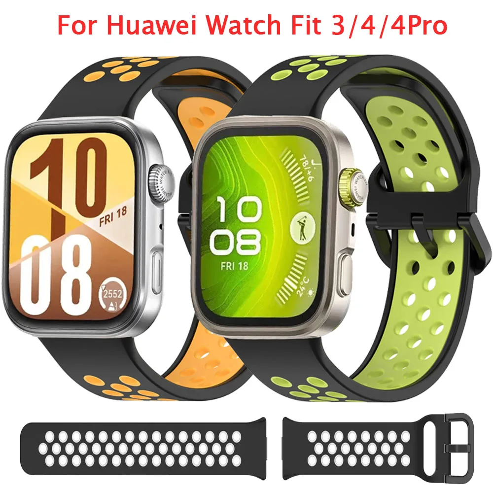 Breathable Sports Soft Silicone Watch Strap Bracelet - Fits Most Wrist Sizes
