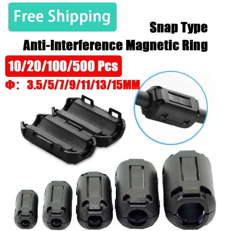 Filtro de Ferrite Anel Magnético Removível Snap Cabo Shield Desmagnetização Filtro Emc Diâmetro Interno 3.5 mm mm mm mm 11 mm 13 mm 15 mm