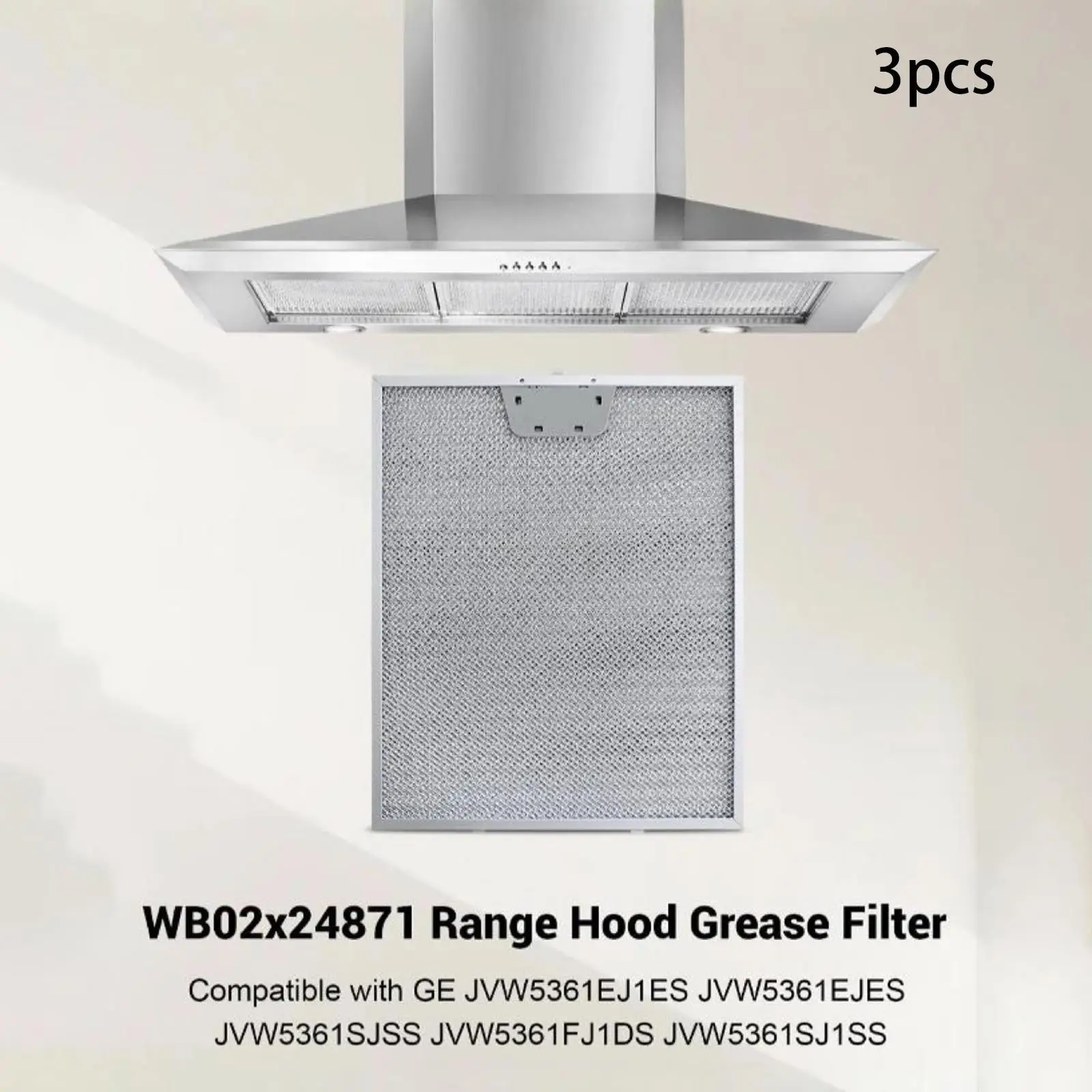 3 Pieces Range Hood Grease Filter WB02x24871 Kitchen Tool Accessory Supplies