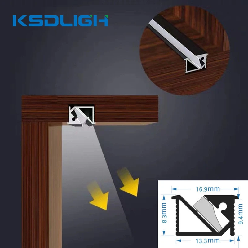 Description Picture 2 of itemAnti-glare LED Aluminum Profile Recessed Laminate Light Oblique Glowing Hidden Channel Silicone Cover Shelf Cabinet Linear Strip