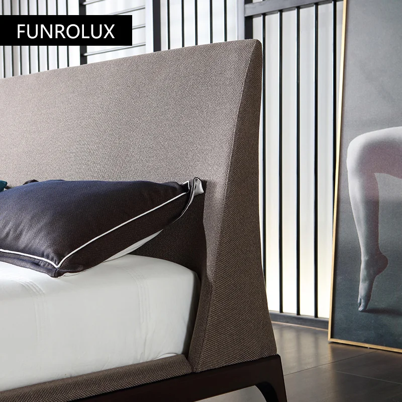 Fabric bed light luxury modern minimalist master bedroom double bed Internet 1.5m1.8M marriage technology fabric