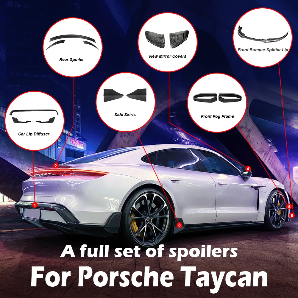 

Body Kits carbon fiber Front Lip Rear Spoiler Side Skirts Diffuser For Porsche Taycan RWD 4S Turbo S rear lip / trunk 2019-up