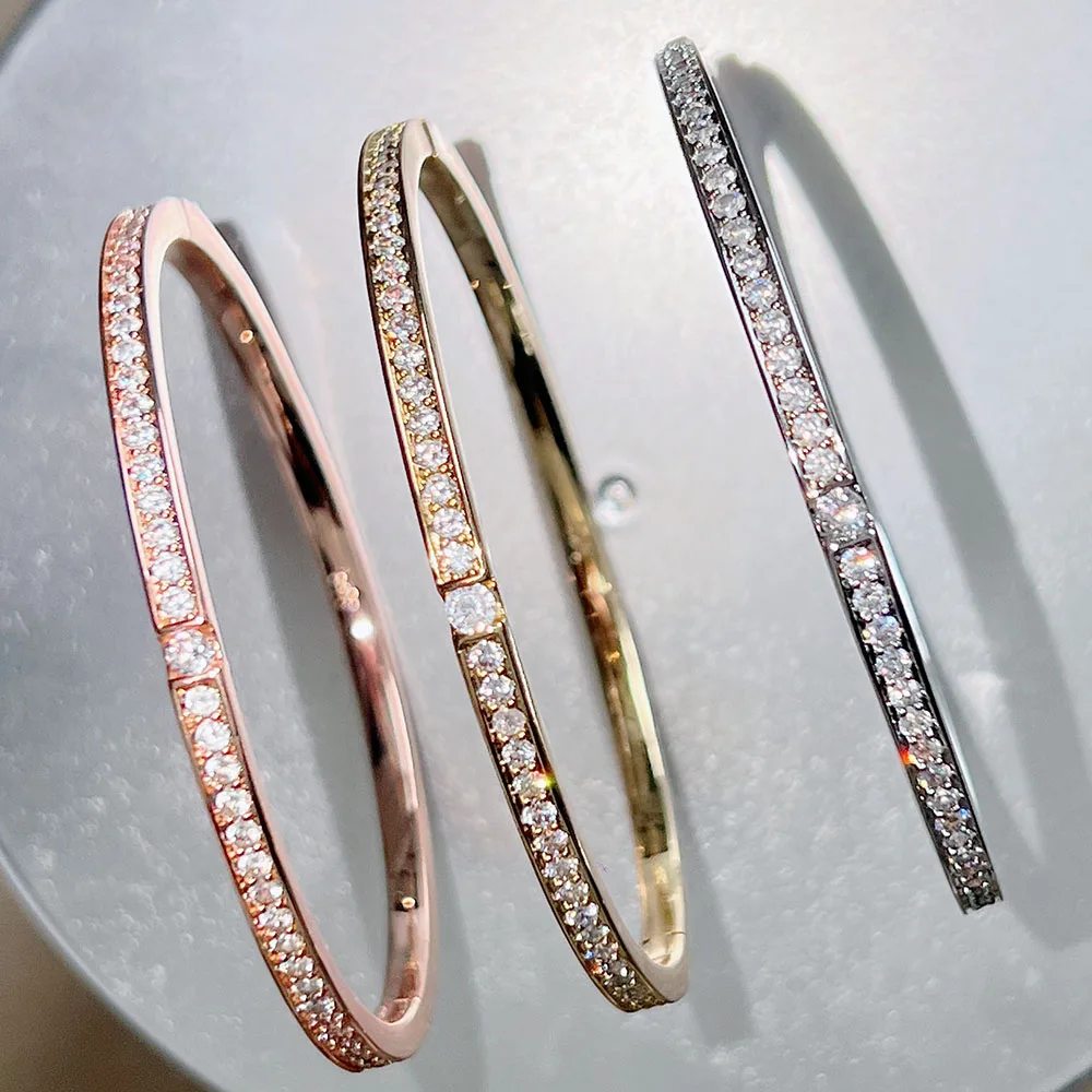 Real 925 Sterling Silver bracelets Square stone pulseras mujer wedding HBH 73