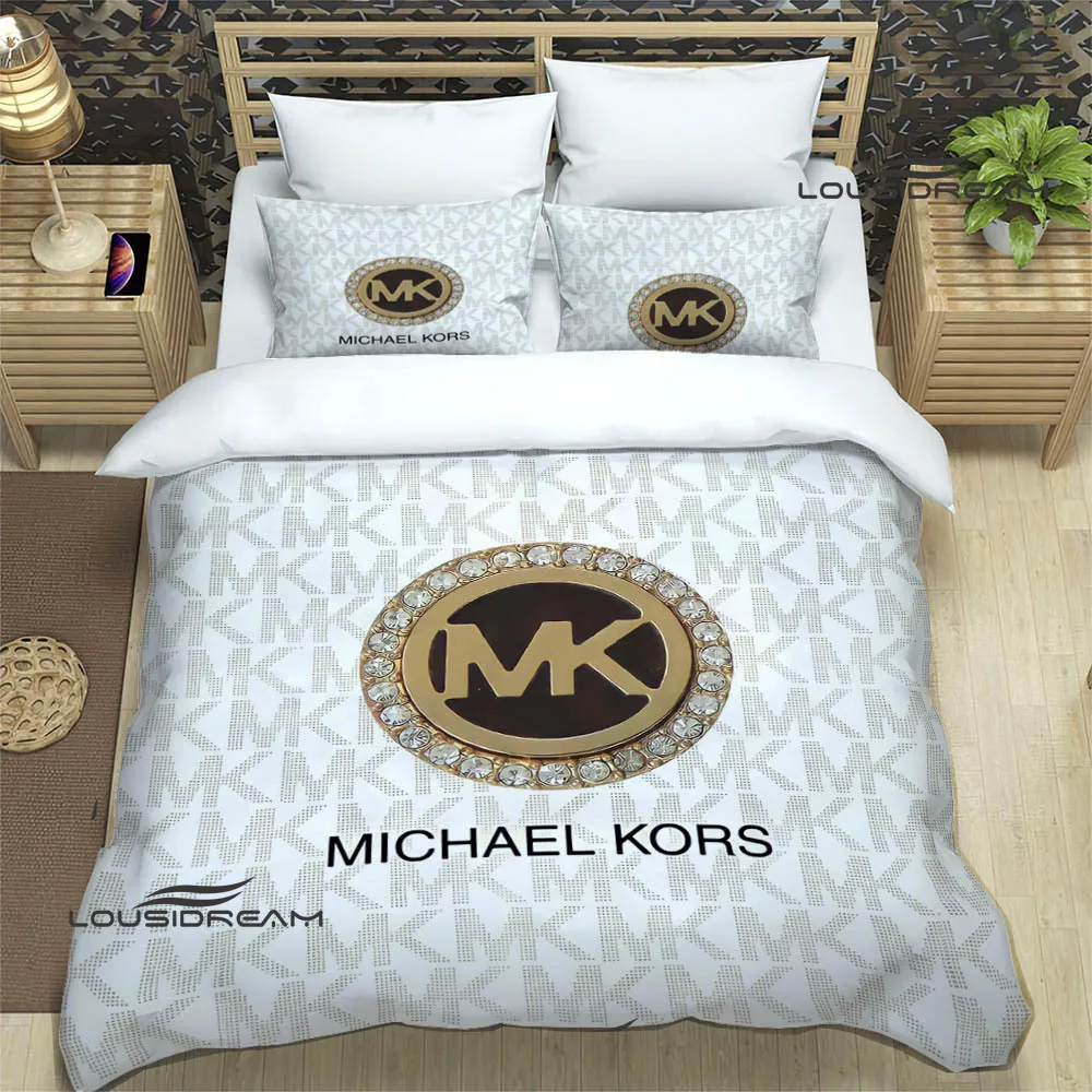 

M-Michael-Kors logo printed Bedding Sets exquisite supplies set duvet cover bed comforter set bedding set luxury birthday gift