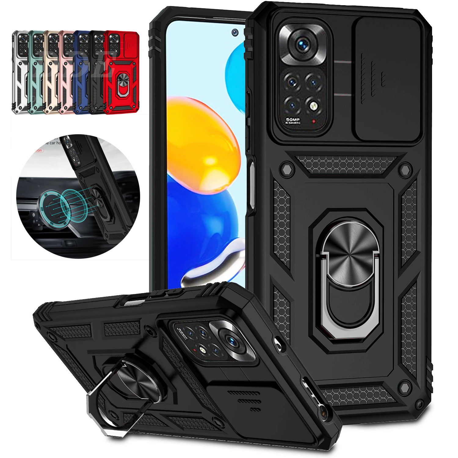 Armor Case For Xiaomi Redmi Note 9 10 11 8 Pro Max 11s 10s 9s 10a 10c