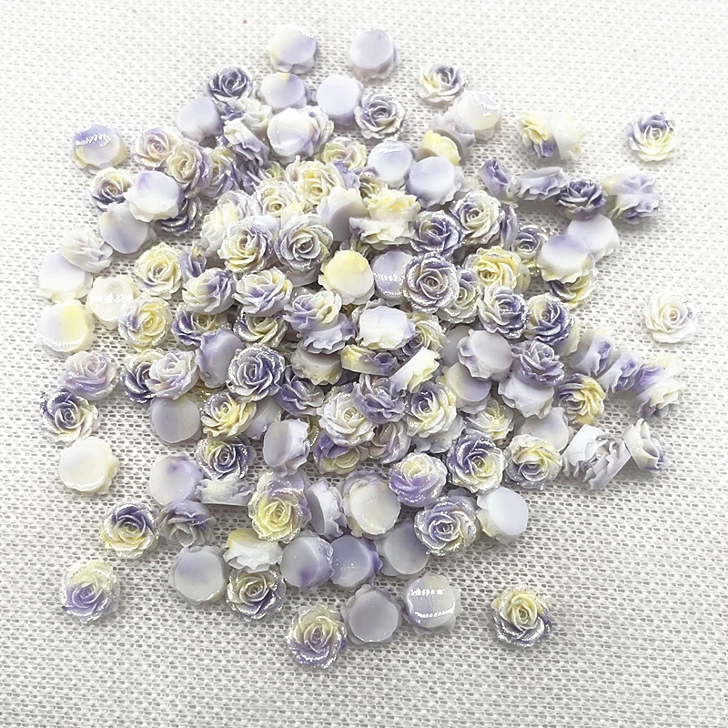 30pcs High Quality Glitter Resin Rose Flowers for Jewelry and DIY Nail Art