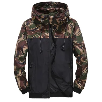 Men's Casual Hooded Bomber Jacket Wind Breaker Spring Autumn Thin Camouflage Hoodies Men Outdoor Youth Fashion Men Top Clothing 2