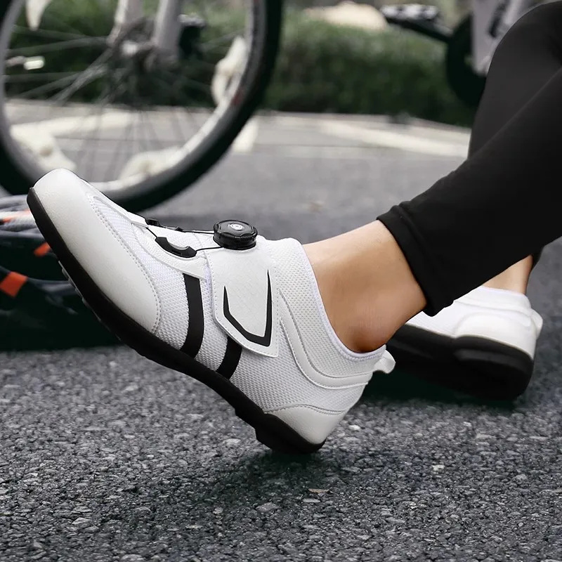 Road bike lock shoes, girls' cycling shoes, breathable hard soled cycling casual shoes