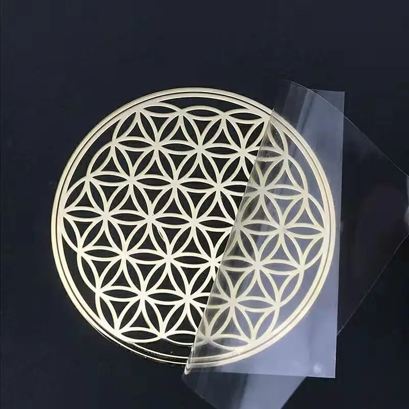 5PCS Flower of Life Copper Energy Stickers Phone Case Sticker Crafts DIY Jewelry Making 3.5cm