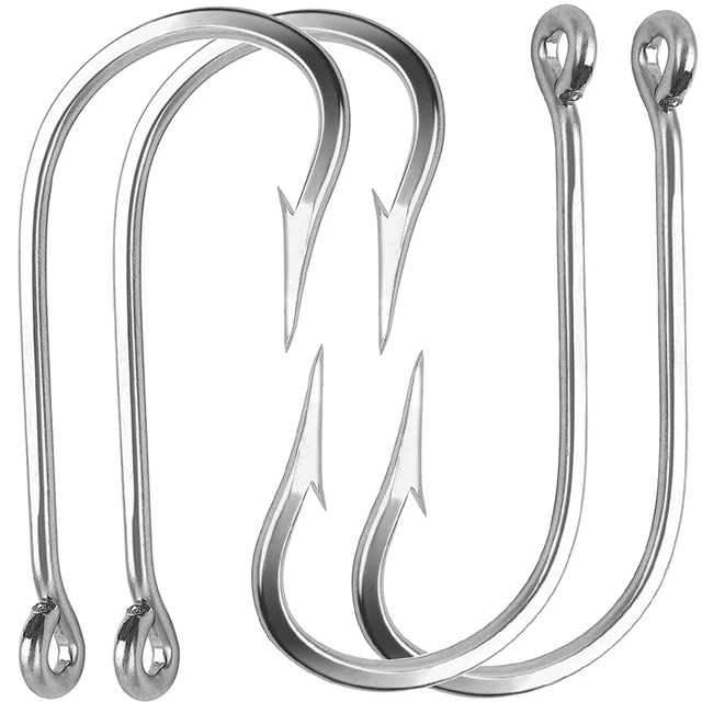 200PCS Fishing Hooks Saltwater O'Shaughnessy Forged Fish Hooks Stainless  Steel Long Straight Shank J Hooks
