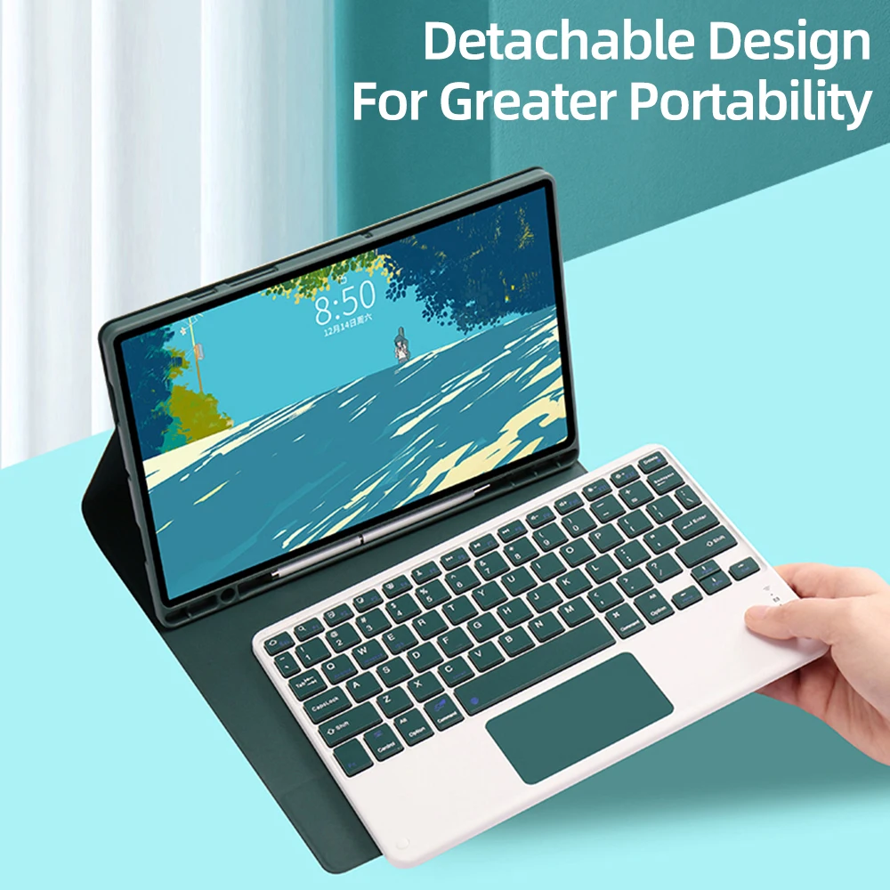Capa Teclado para Samsung Galaxy Tab Capa para Tablet s6 Lite 10.4 s7 11 s8 s7 Plus s7 fe s8 Plus 124 a8 105 a7 104 - Imagem 2