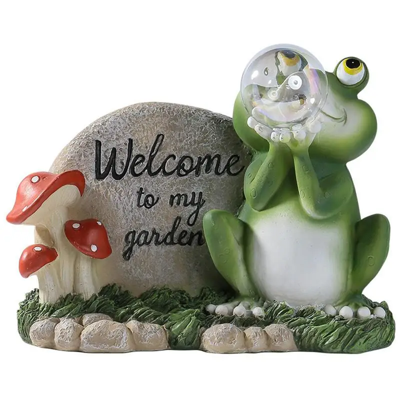 

Solar Frog Statue For Garden Decor Frog Decorations For Outdoors Solar Frog Figurines Seven Colors Automatically Change For