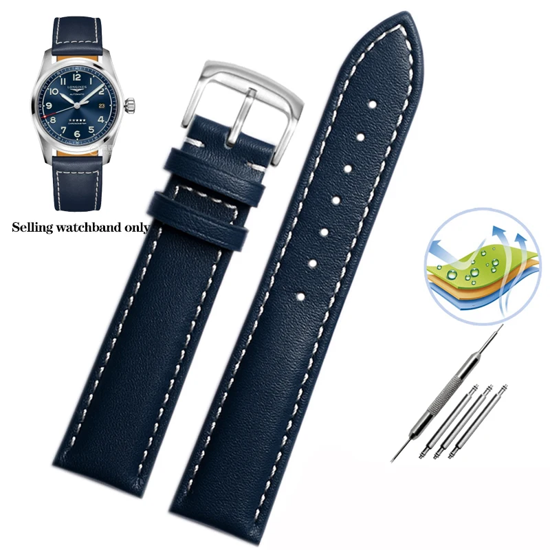 thumbnail image 1 of Correa de piel de vaca de 20 mm, 21 mm y 22 mm para Longines Pioneer Machinery L3.810/L3.820 Series Correa de reloj de cuero liso para hombre Tudor Citizen, 1 of 5