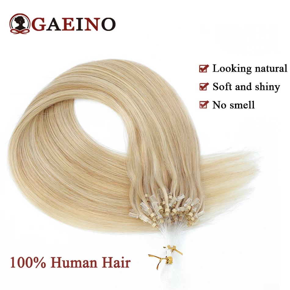 Micro Loop Hair Extensions Human Hair Straight Highlight Ombre Blonde Micro Ring Loop Extension Human 1G/Pc 12-26Inch