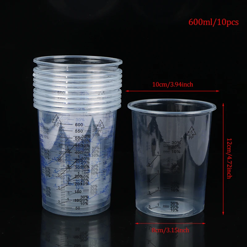 10pcs Plastic Paint Mixing Cup 600ml Mixing Pot Paint Calibration Cup For Precise Of And Liquid High Quality