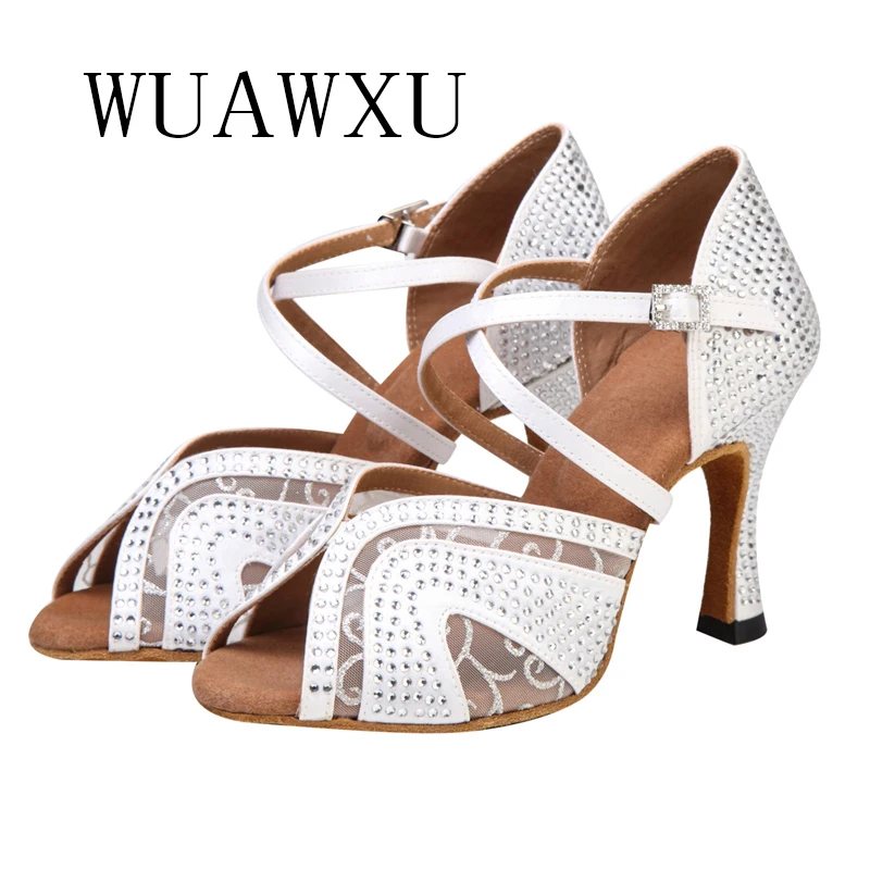 NATASHA Dance Shoes Hot Diamond Women's Soft Sole Latin Dance Shoes Square National Standard Social Dance Latin Sandals Medium H