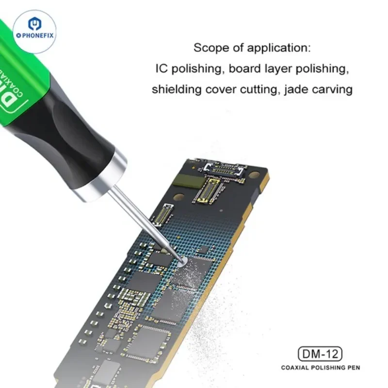 MIJING DM-12 휴대 전화 수리를위한 전기 충전식 폴리 셔 펜 전기 IC 칩 CPU 드릴링 커팅 조각 폴리 셔
