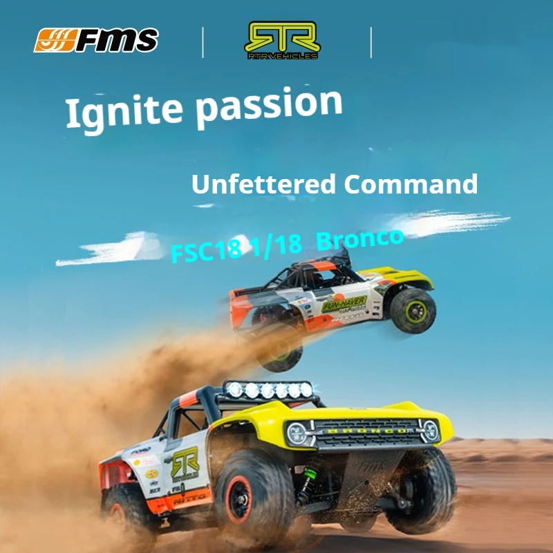 FMS 1/18 FSC18 브롱코 신형 무선 조종 전동 오프로드 락 크롤러 하드 쉘 섀시 시뮬레이션 모델 소년 야외 장난감