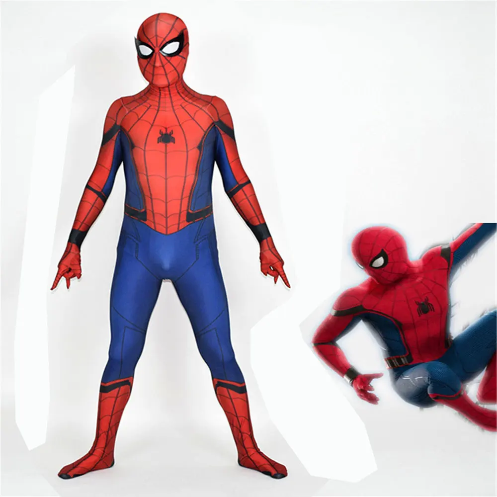 

Halloween Men Homecoming Peter Parker Spiderman Cosplay Costume Adults Kids Zentai Suit Male Bodysuit Party JumpSuit