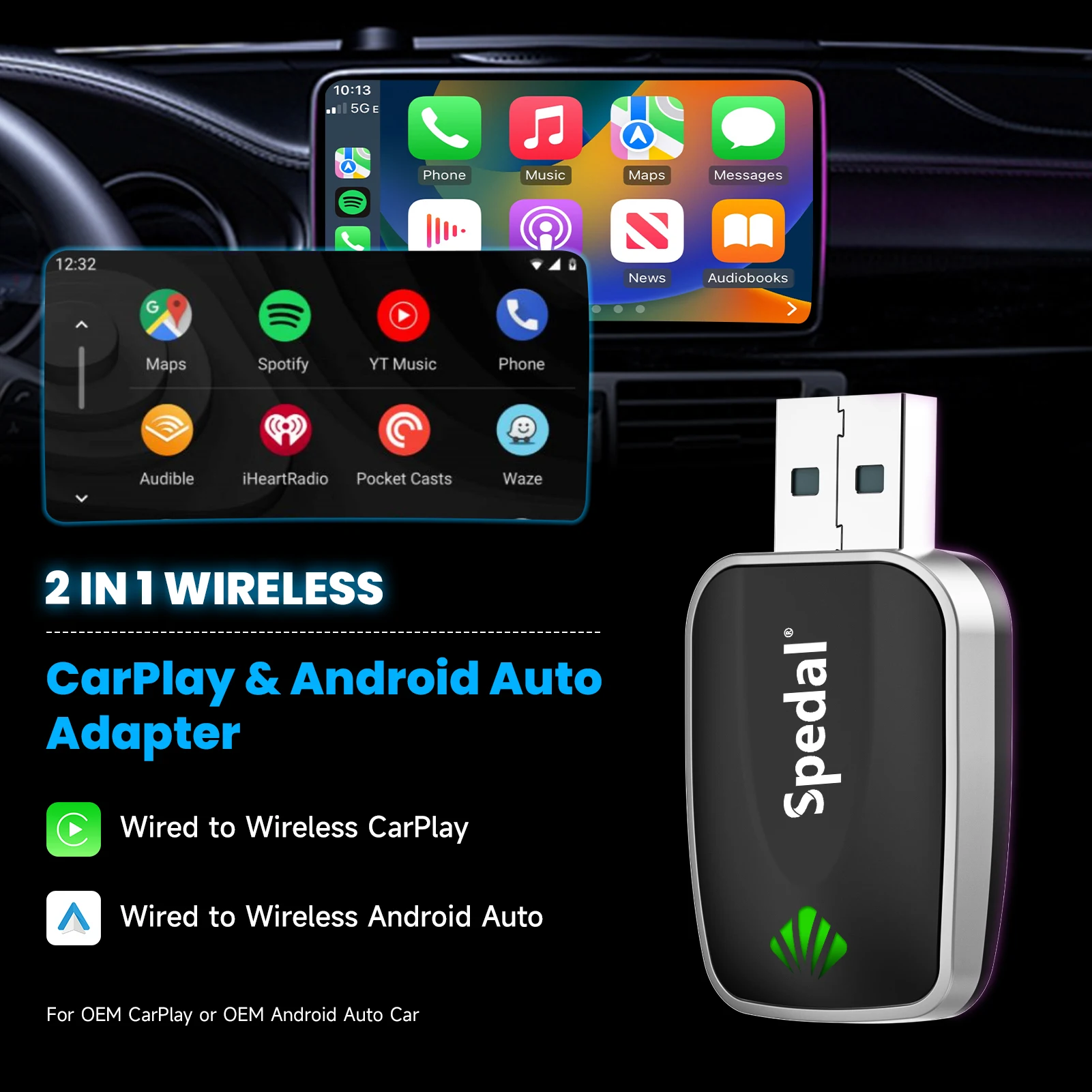 Wireless CarPlay Android Auto Adapter for Cars