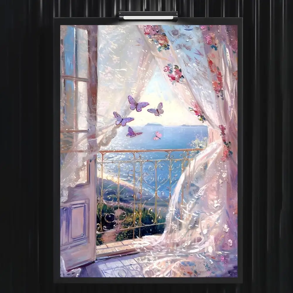 Nordic Window Ins Warm Poster Home Living Bed Room Bar Hallway Sticky Wall Art Printing Waterproof Aesthetic Decor – Detail 5