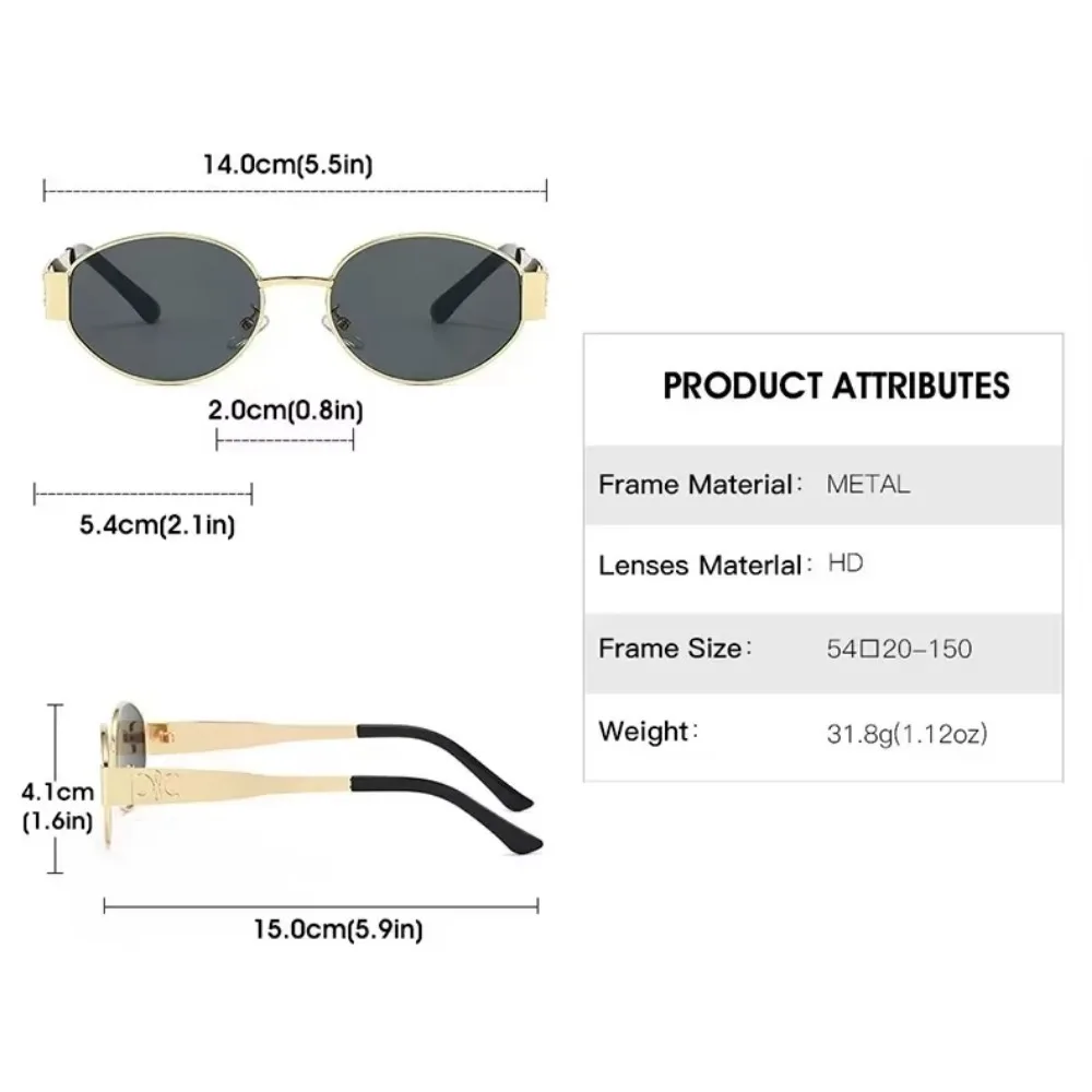 Luxury Metal Brand Sunglasses for Men and Women Unisex Designer Fashion Sun Glasses Oval Unisex Stylish Eyewear Shades 3