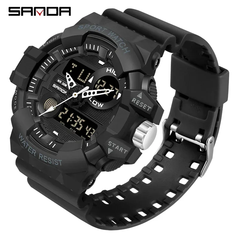SANDA 780 Luxury Military Waterproof LED Dual Display Digital Mens Wristwatch G Style Sports Watch for Men Shockproof Relojes