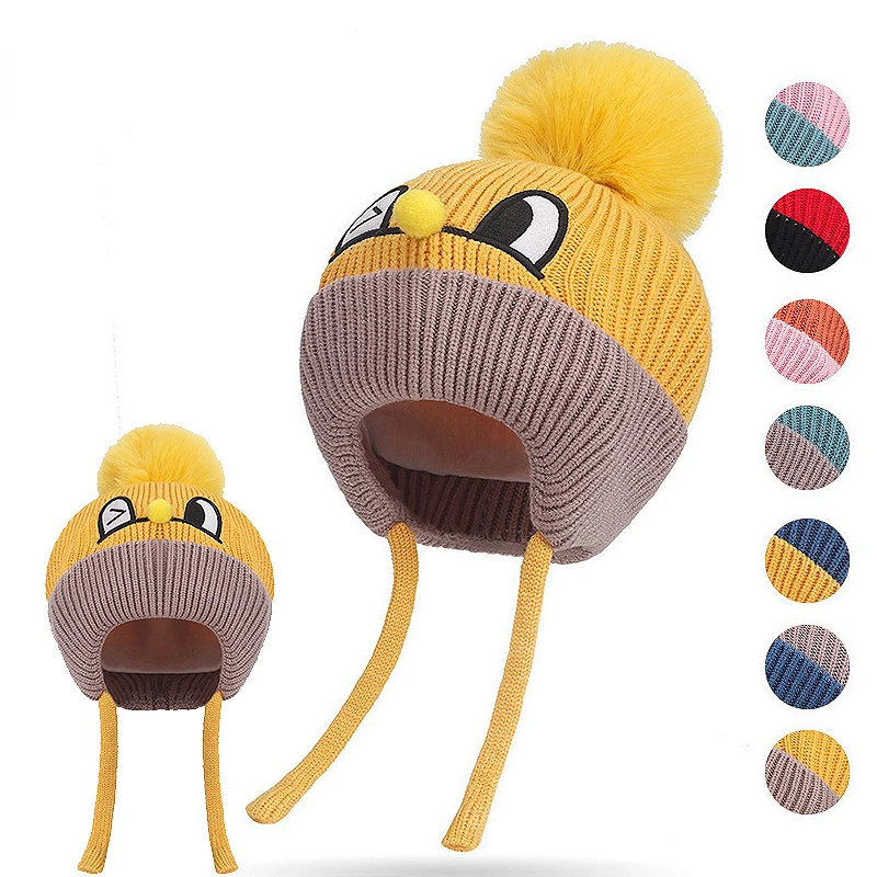 

Зимняя теплая детская шапка для защиты ушей шапка для защиты от холода детская вязаная шапка для младенцев