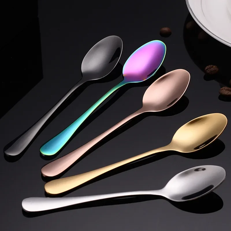 

4/6/8/10Pcs Stainless Steel Rainbow Color Teaspoon Cake Fruit Spoons Soup Dessert Coffee Spoon Cutlery Tableware Set Long Handle