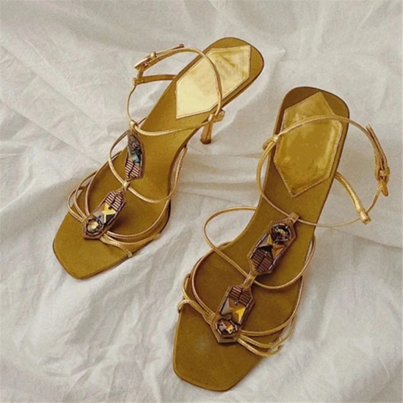 Gladiator Sandals Zara Heeled Sandals With Rhinestone Straps