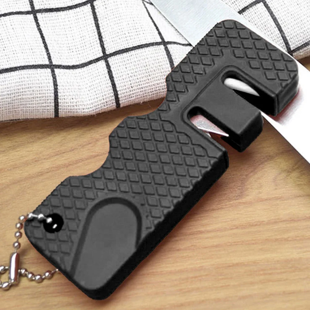 Mini Portable Outdoors Knife Sharpener Scissor Sharpen Gears Fish Hook Carbide Knife Whetstone Camping Tools Kitchen Accessories