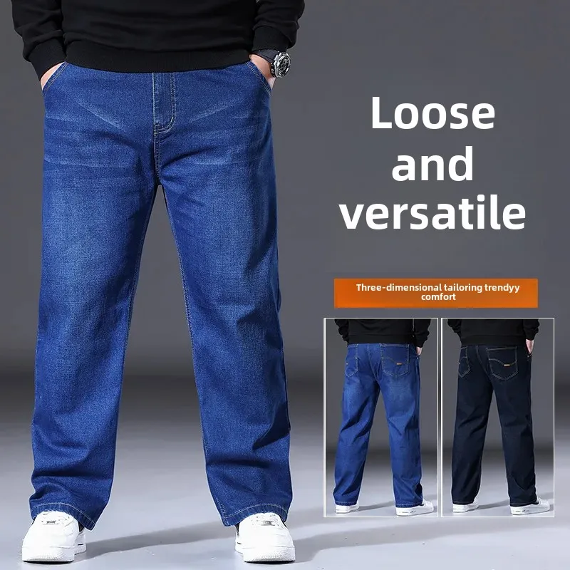 Spring Autumn Men's Straight-Leg Loose-Fit Casual Plus Size Jeans Large Size Casual Clothing From China For All Body Types