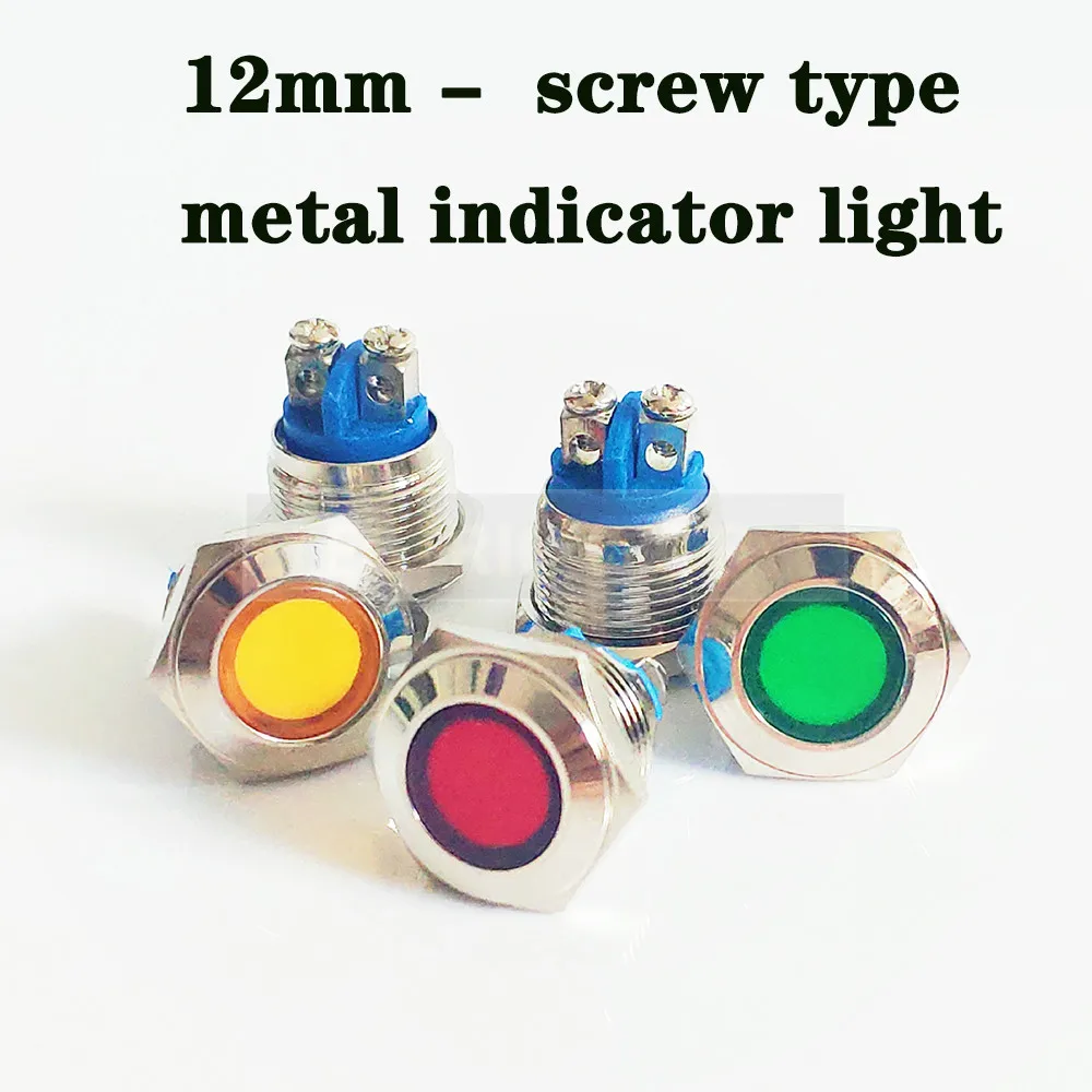 

LED 12mm Metal Indicator lights screw type waterproof Signal light LED light Signal Convex lamp 220V signal lamp Indicator lamp