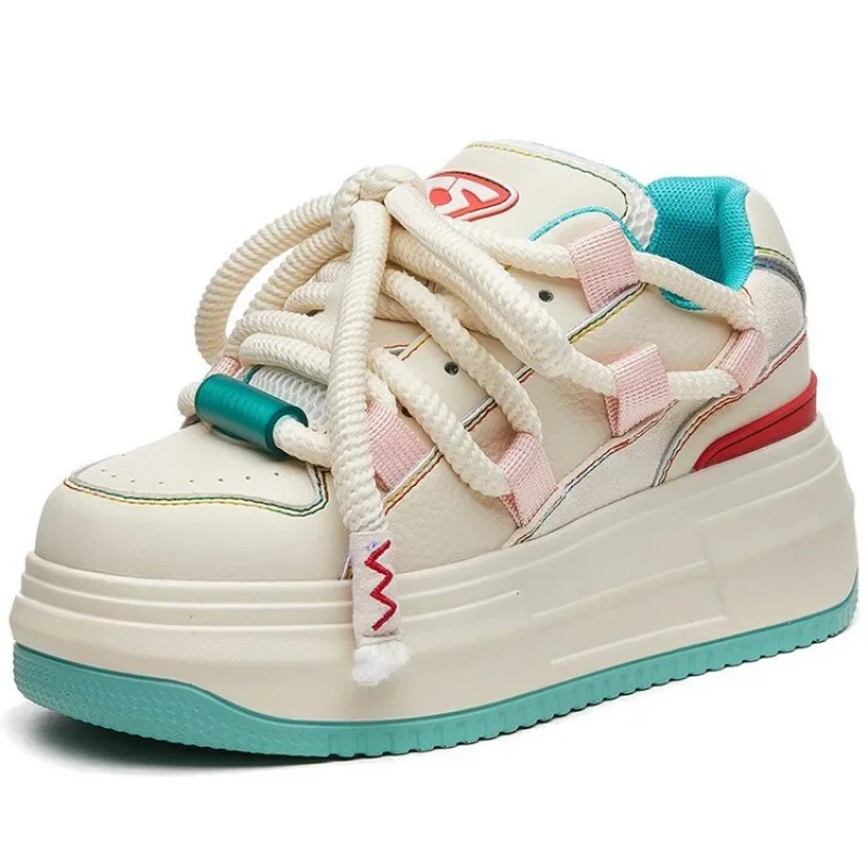 Platform Sneakers For Womens Spring New Fashion Versatile Casual Shoes Thick Bottom Lncrease By 6cm Internally Zapatos De Mujer