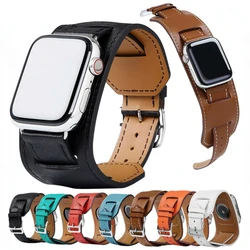 Cow Leather Strap for Apple Watch 44mm 40mm 45mm 41mm 42mm 38mm 49mm Bracelet Watchband iWatch Series Ultra 8 7 6 5 4 3 SE Belt