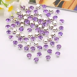 Vibrant Silver Claw Glass Crystal Rhinestone Beads for DIY and Fashion Crafting (A19 Violet)