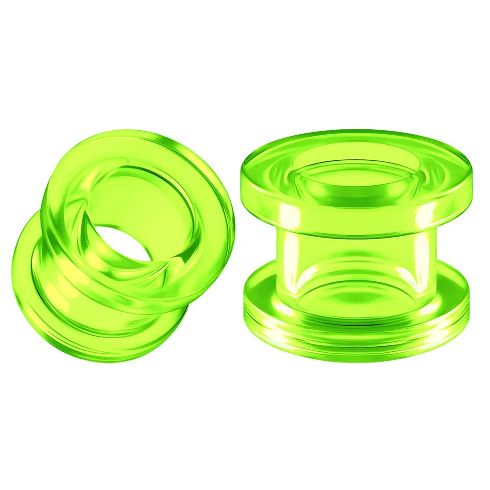 Acryl Silikon Double Flared Saddle Piercing Schmuck Gestreckte Ohrstöpsel Ohrring Lobe Acryl Externer Flesh Tunnel Grün – Detail 5