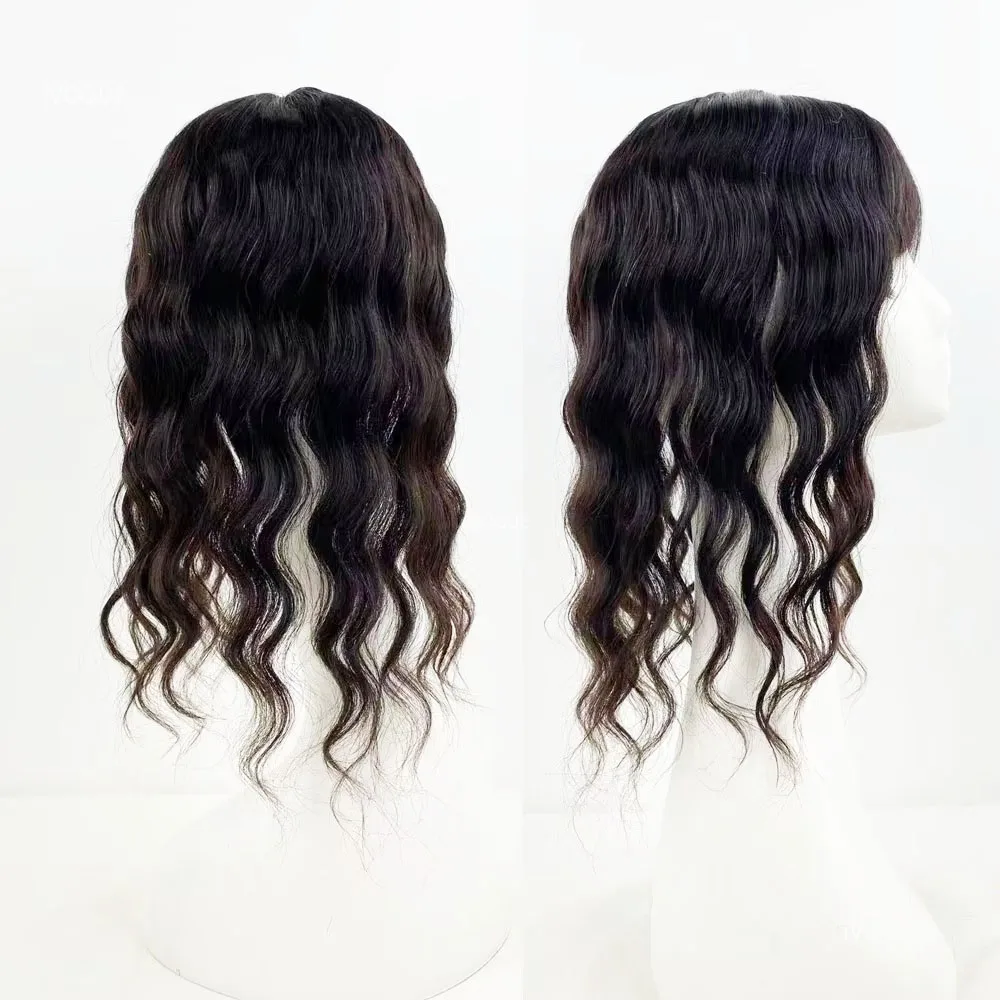 Hair Toppers Curly Human Hair Topper Air Bangs Silk Top Topper Clips In Virgin European Hair Piece Toupee Silk Base for Women 5x5 6x6