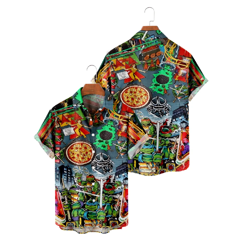 Halloween Shirts for Men Pumpkin And Ghost Patchwork Design Shirts Short Sleeve Summer Beach Vacation Tops Breathable