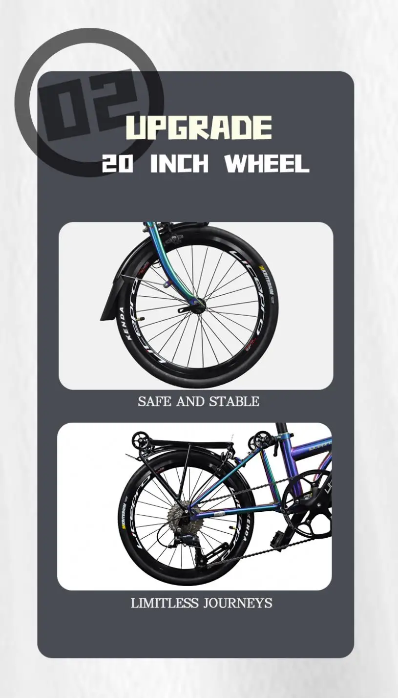 Description Picture 4 of itemLitepro 20Inch External 9 Speed Tri-fold Folding Bicycle Straight M Handlebar Steel Frame
