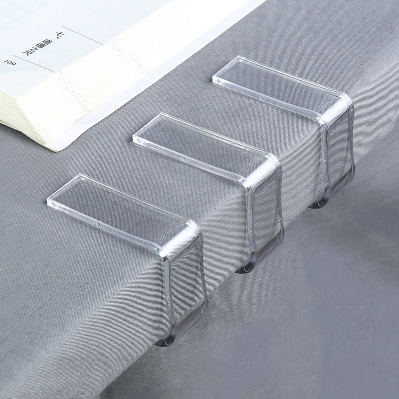 4pcs Tablecloth Clip Transparent Fixed Clip Household Table Cloth Holder Plastic Stopper Invisible Anti-slip Table Clips