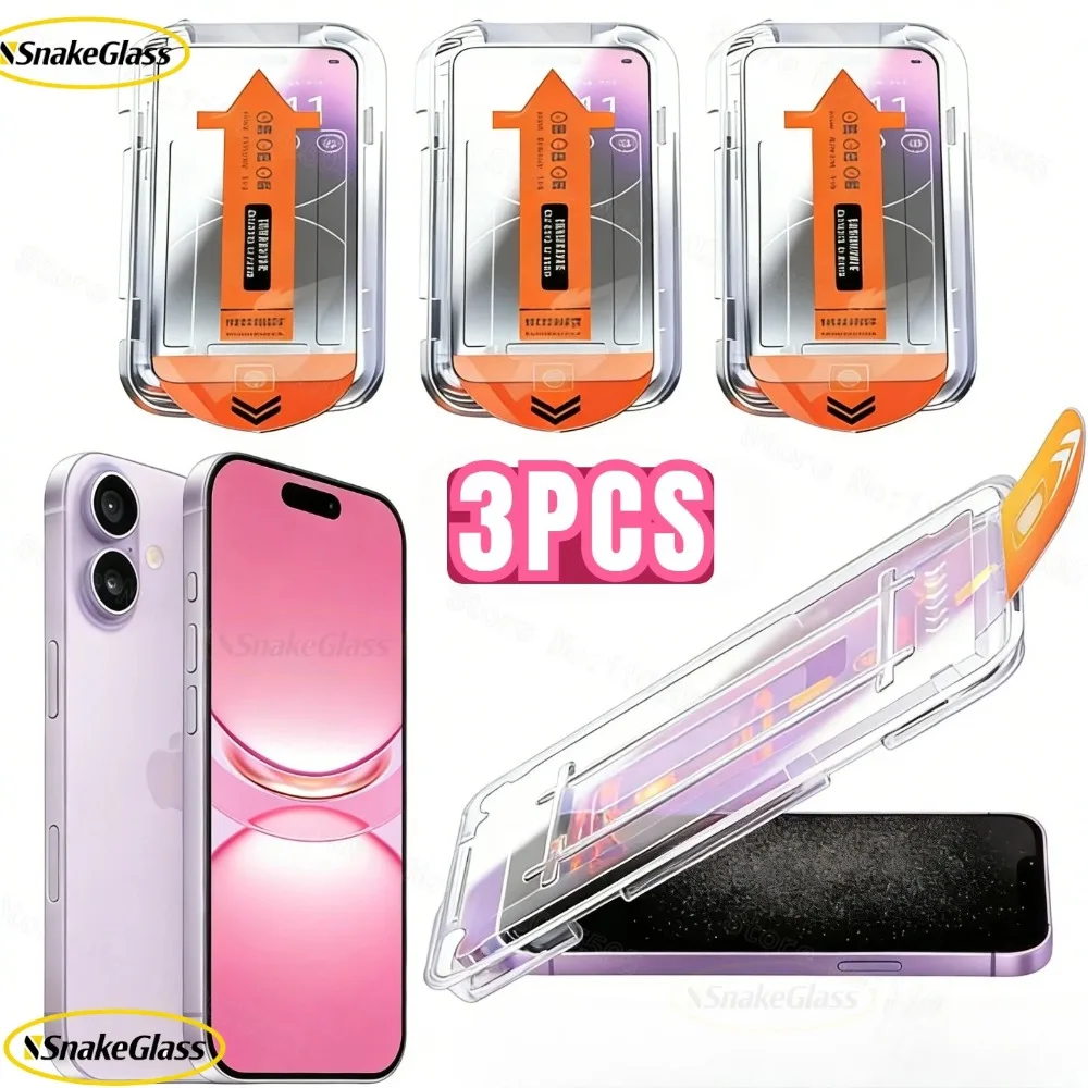 Lot de 3 films en verre trempé HD transparent anti-rayures pour iPhone 17 Pro Max, 16E, 16, 15, 14, 13, 12 Pro Max, XS, iPhone 17 Pro, 16, 15 Plus